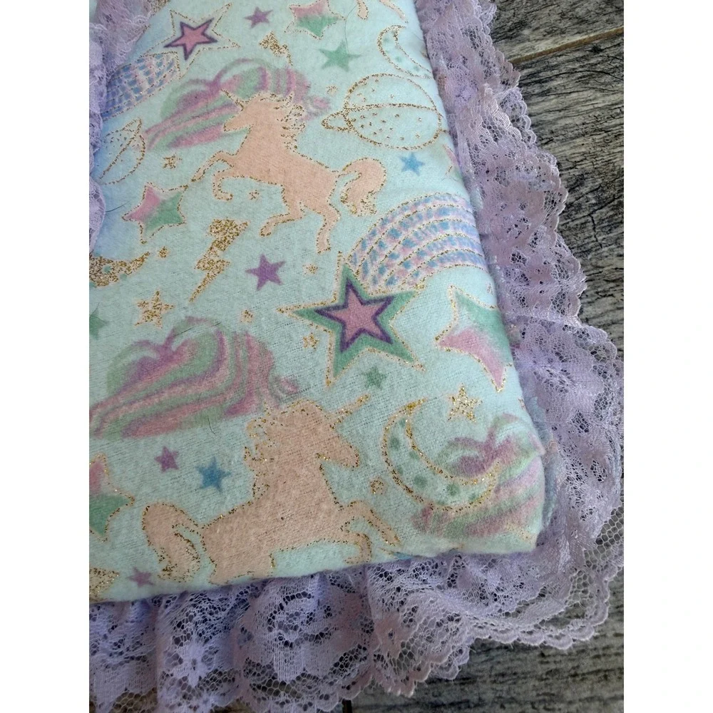 Handmade Photo Album Memory Book Unicorn 3 Ring Binder Fabric Lace Padded Baby